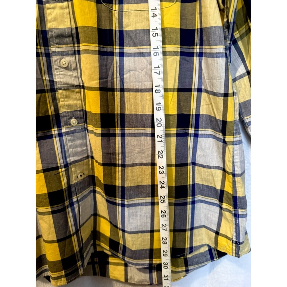 Tommy Hilfiger Men's XL Plaid Button-Down Shirt Yellow Blue‎ Cotton - Picture 5 of 10